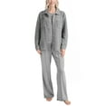 thumbnail image 1 of Muk Luks Quilted Shacket 3 Piece Lounge Set, Long Sleeve T-Shirt and Pants with Jacket, Heather Gray, P/XS, 1 of 8