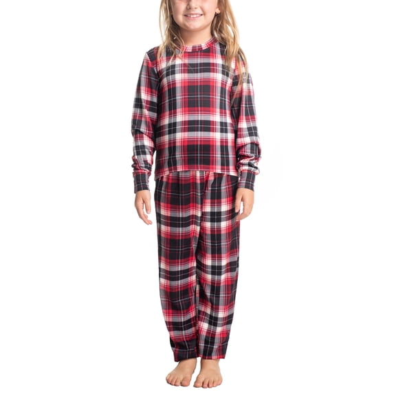 Muk Luks Soft Knit Matching Family Pajama Set , Black/Red Check, 5