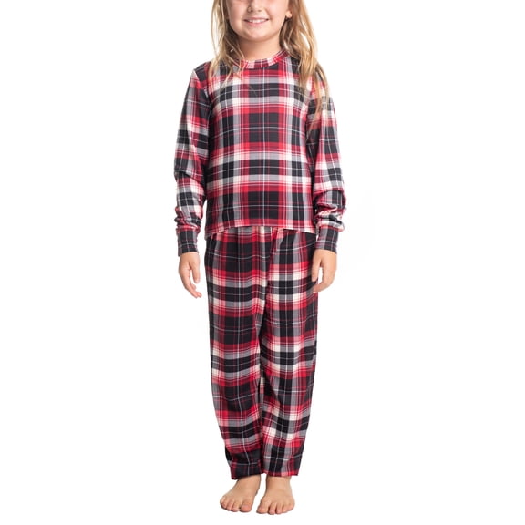 Muk Luks Soft Knit Matching Family Pajama Set , Black/Red Check, 5