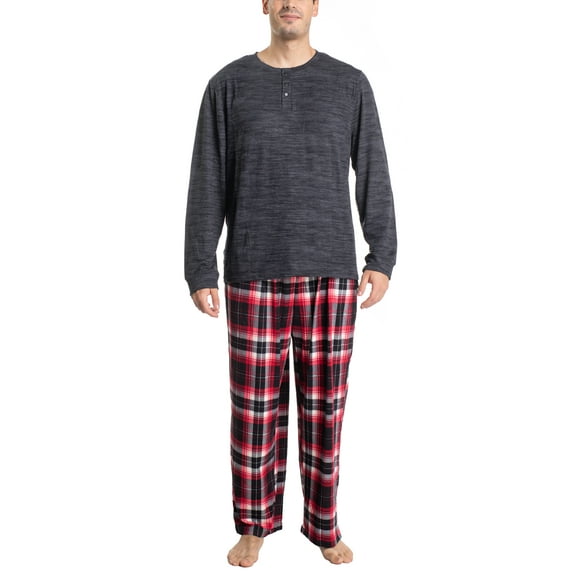 Muk Luks Soft Knit Matching Family Pajama Set , Black/Red Check, T/S