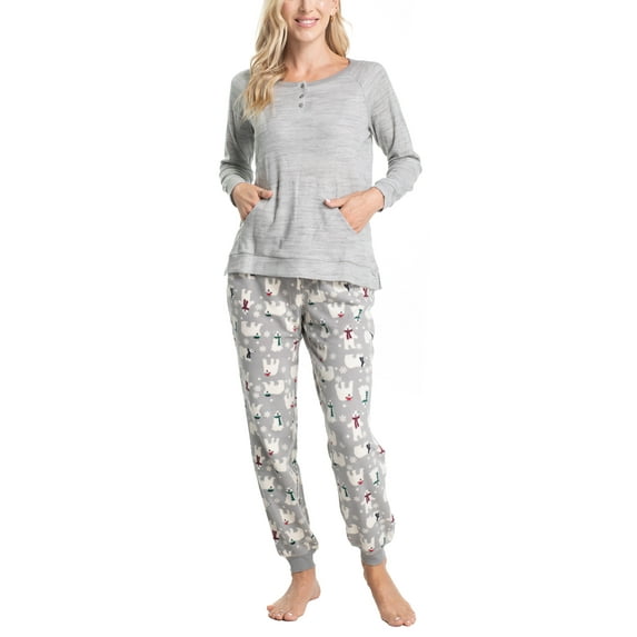 Muk Luks Soft Knit Matching Family Pajama Set , Grey Fairisle/Dogs, P/2X