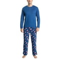 thumbnail image 1 of Muk Luks Soft Knit Matching Family Pajama Set , Navy Bl Car/Ikat, Medium, 1 of 4
