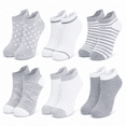 thumbnail image 1 of Muk Luks Whisper Soft Girls Socks, Lightweight and Breathable Ankle Socks for Girls, Grey, L, 6 Pack, 1 of 9