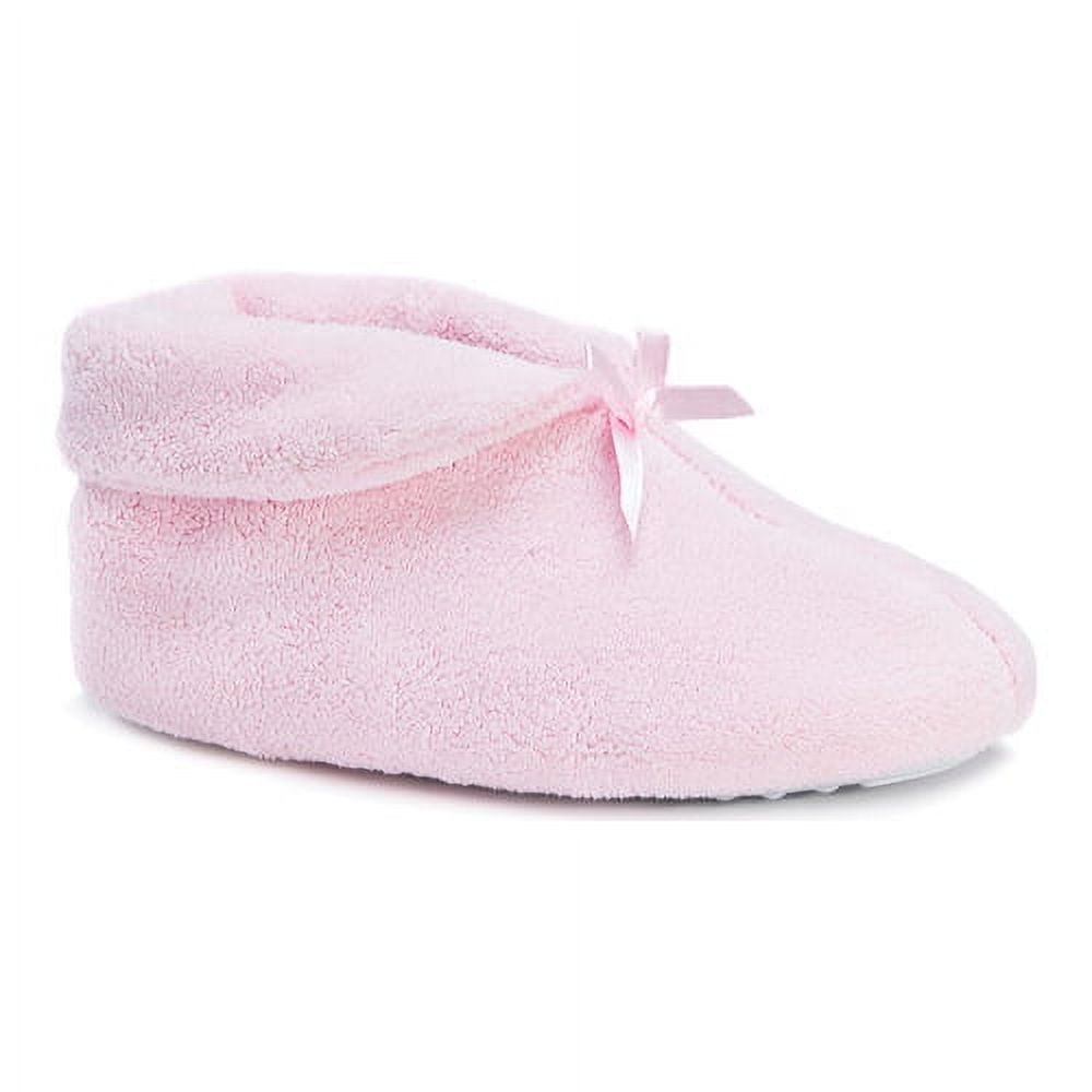 Softones by MUK LUKS Women's Terry Cuff Slipper Booties Pink, Small