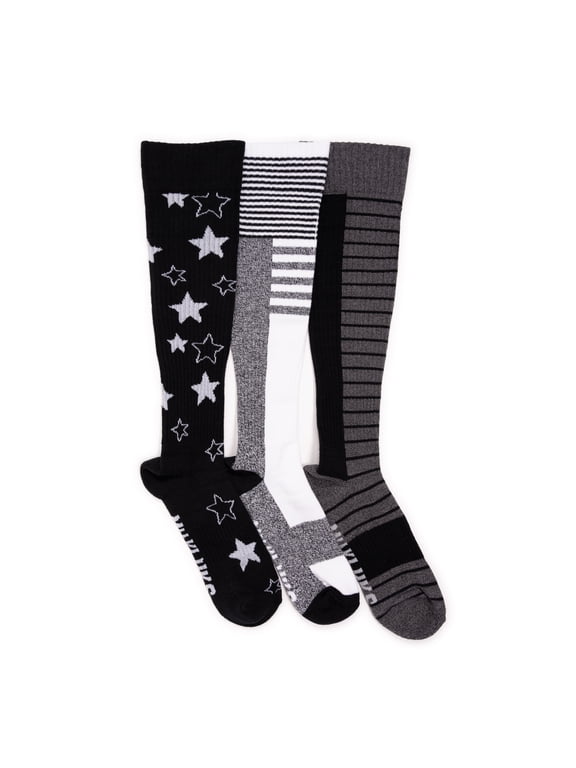 Women's 3 Pack Cotton Compression Knee-High Socks