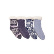 Muk Luks Women's Chenille Plush Lined Cabin Socks, 4-Pack
