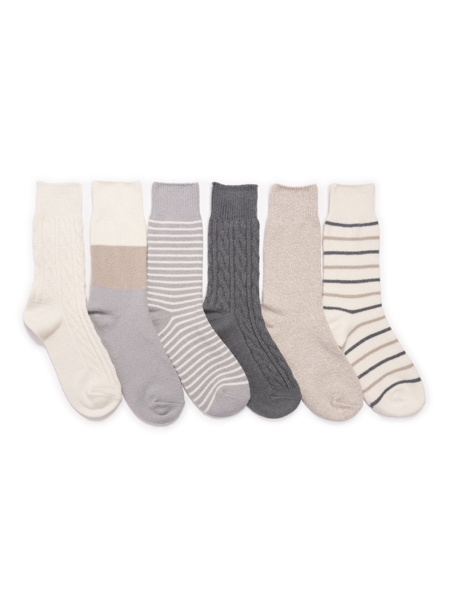 Muk Luks Women's Crew Boot Socks, 6Pack, Fits Shoe Sizes 610