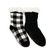 Muk Luks Women's Chenille Plush Lined Cabin Socks, 2-Pack