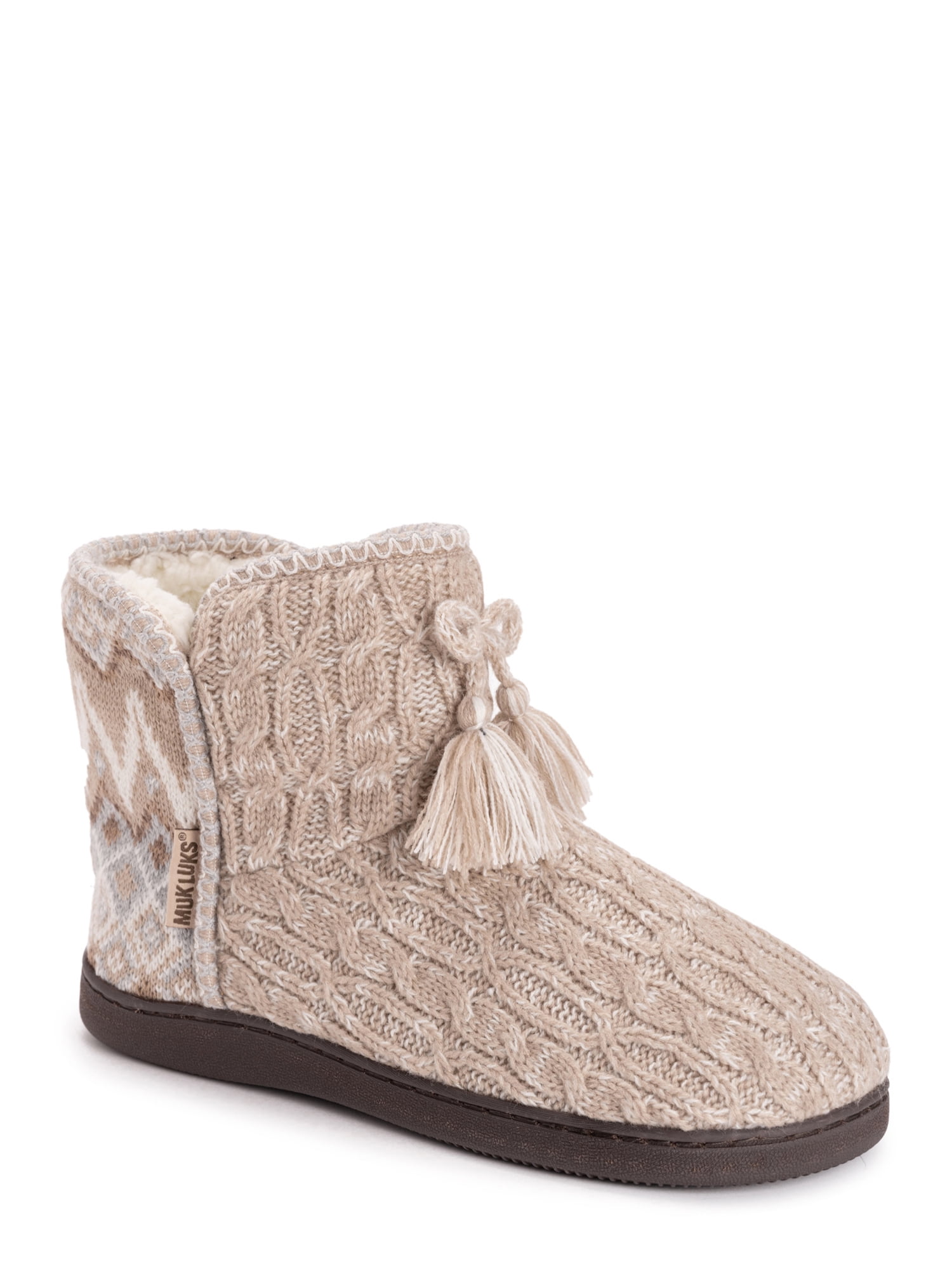 Muk Luks Women s Knit Back Bootie Slipper Walmart