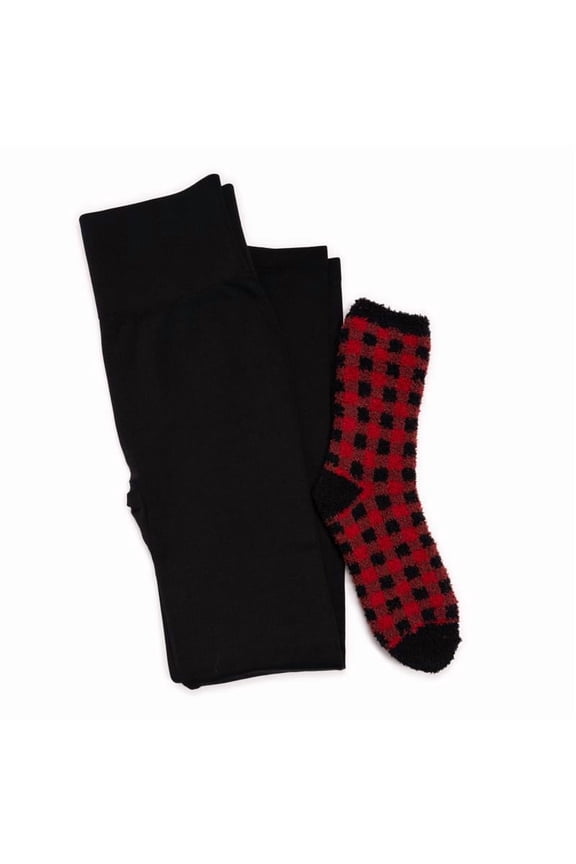 Women's Legging/Cozy Sock Set Assorted Black/White
