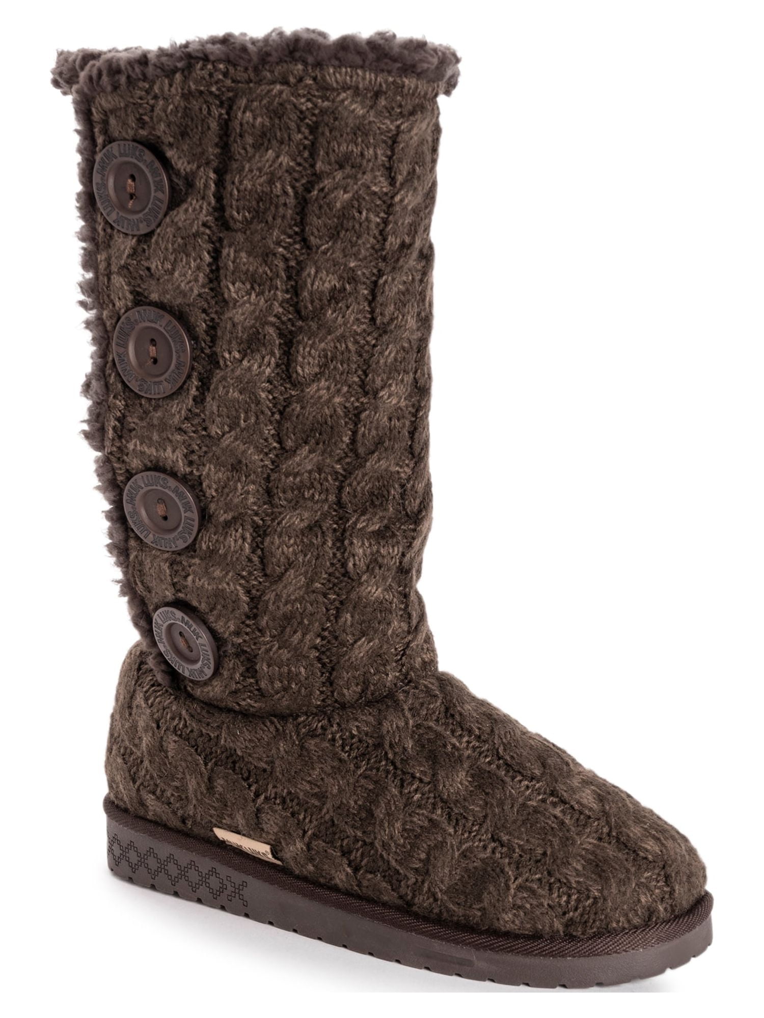 Muk Luks Women s Lilyana Faux Fur Lined Side Button Knit Tall Boots Walmart