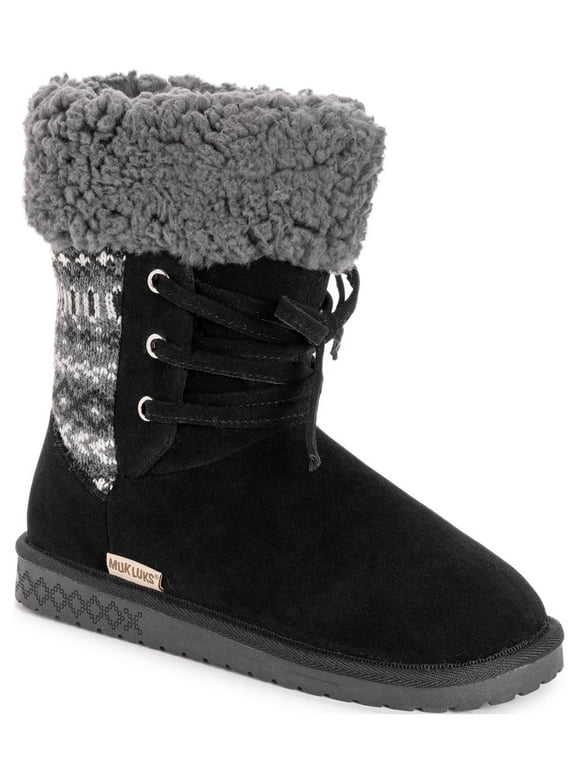 Muk Luks Women's Melba Faux Fur Lined Lace Up Booties (Wide Width Available)