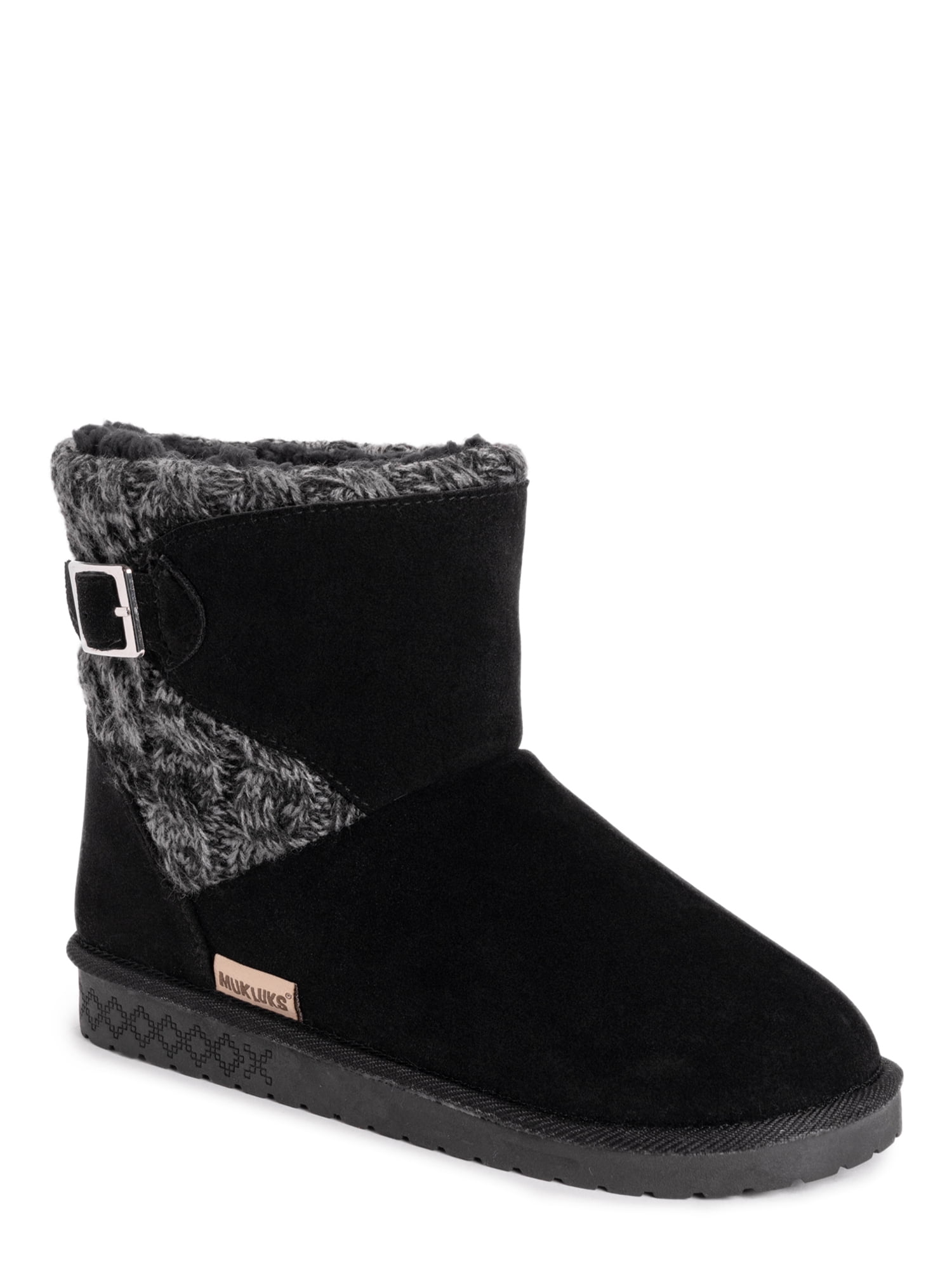 Muk Luks Women's Melly Knit Faux Fur Lined Bootie Wide Width