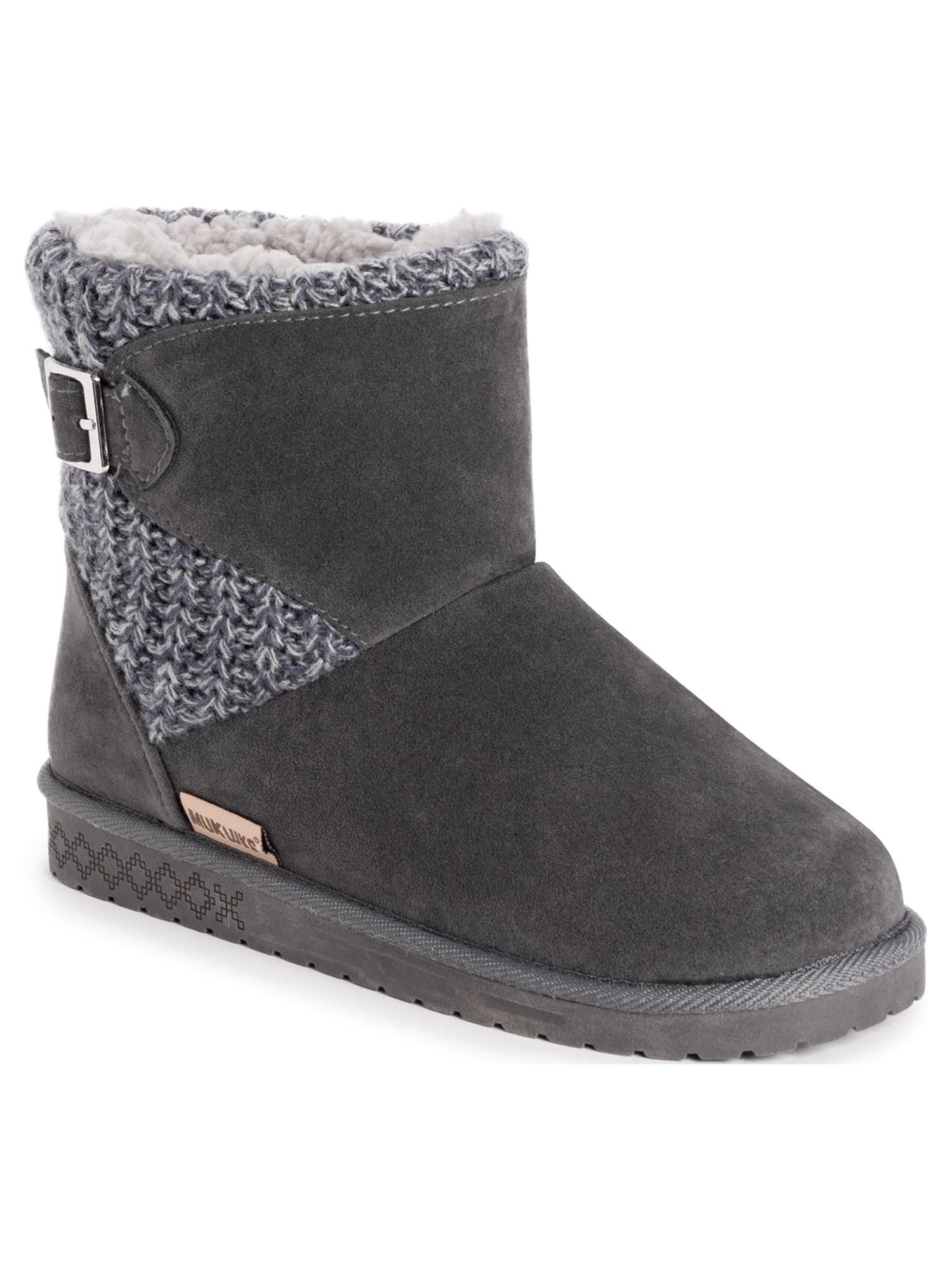 Muk Luks Women's Melly Knit Faux Fur Lined Bootie Wide Width