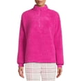 thumbnail image 1 of Muk Luks Women's Quarter Zip Faux Sherpa Long Sleeve Pajama Sleep Top, 1 of 5