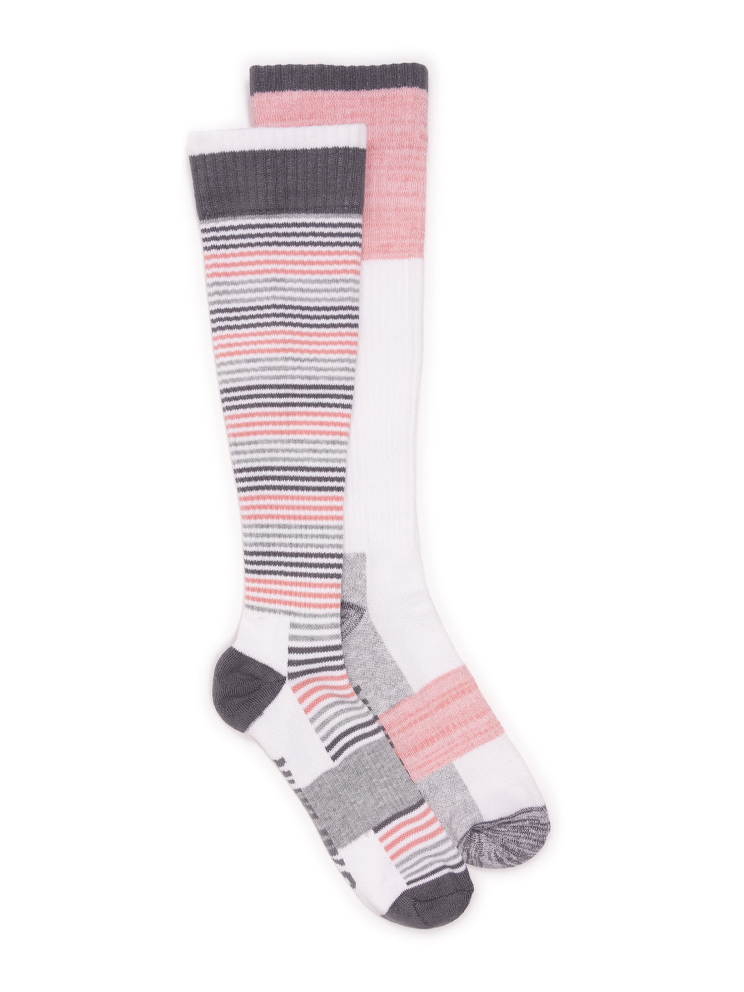 Muk Luks Women's Regular Width Cotton Knee-High Compression Socks, 2-Pack, Shoe Size 6-10