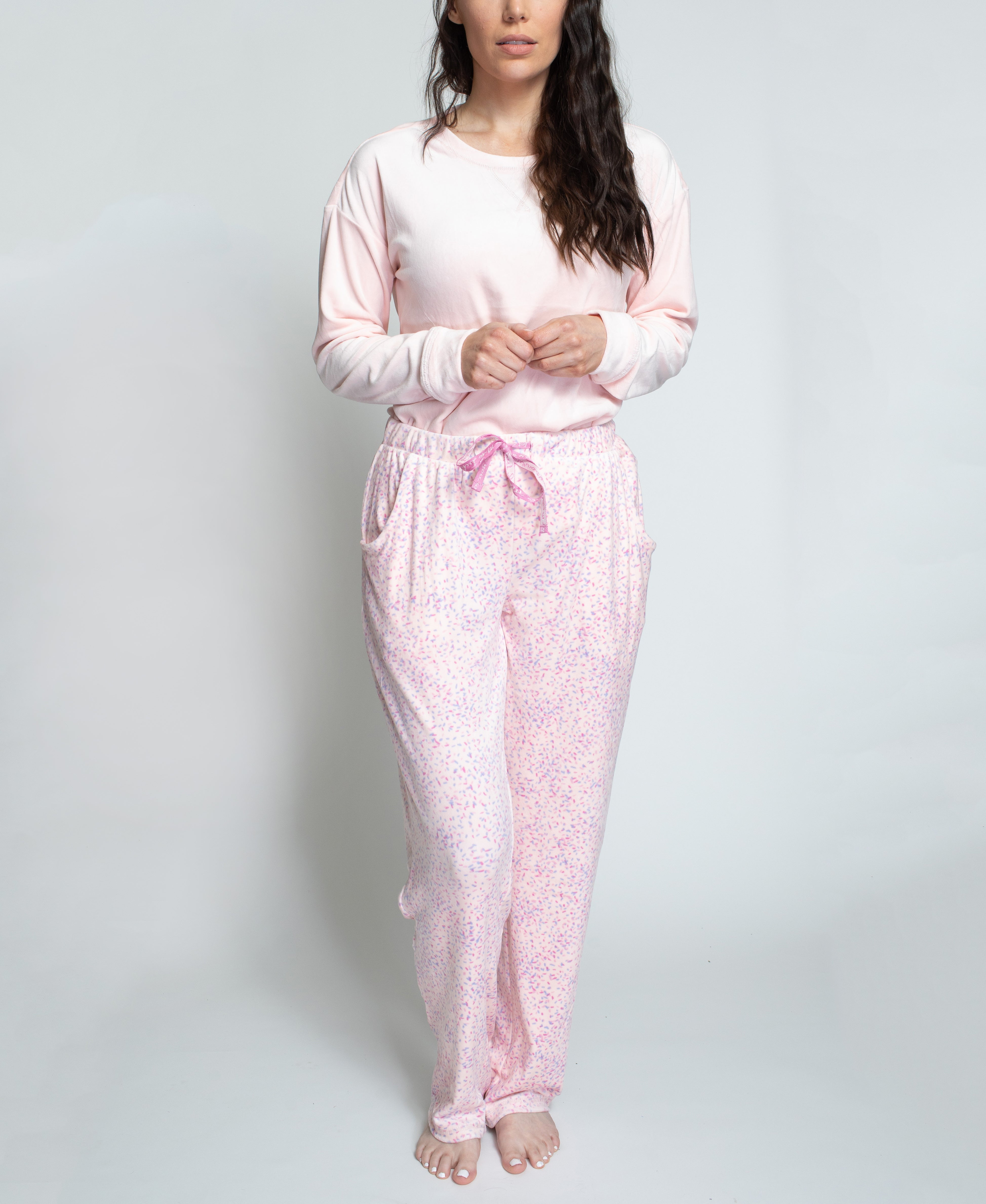 Joyspun Women's Stretch Velour Pajama Set with Sock, 3-Piece Set, Sizes S  to 3X 