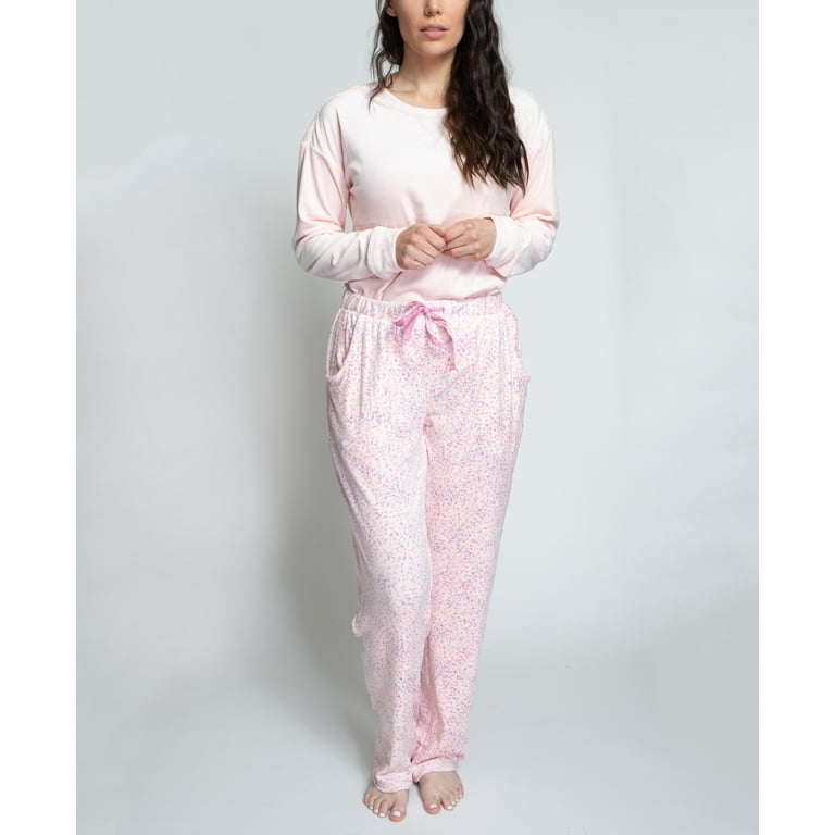 Muk Luks Women s Silky Velour Pajama Set Blush Sprinkles P XL Walmart