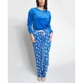 thumbnail image 1 of Muk Luks Women's Silky Velour Pajama Set, Cobalt/Snow Day, P/1X, 1 of 4