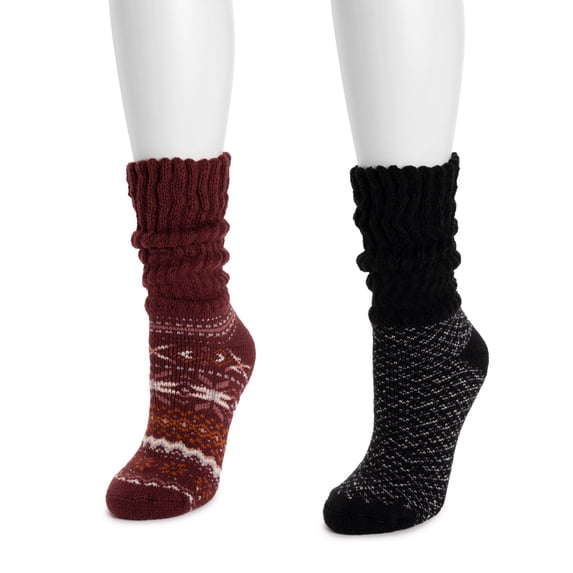 Muk Luks Women's Slouch Heat Retainer Sock (2 Pair Pack)