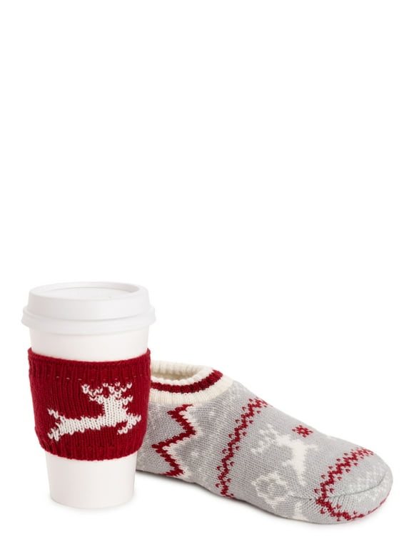 Muk Luks Women's Sweater Low-Cut Slipper Sock Gift Set