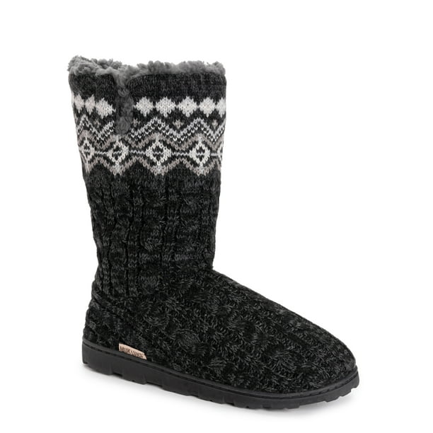 Muk Luks Women's Tall Knit Foldover Slipper Boot