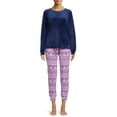 Muk Luks Women's Velour Top and Joggers, 2Piece Pajama Set