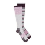 Muk Luks Women's Wide Width Cotton Knee-High Compression Socks, 2-Pack, Shoe Size 6-10