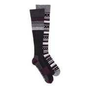 Muk Luks Women's Wide Width Cotton Knee-High Compression Socks, 2 Pair Pack, Black, Shoe Size 6-10, Wide