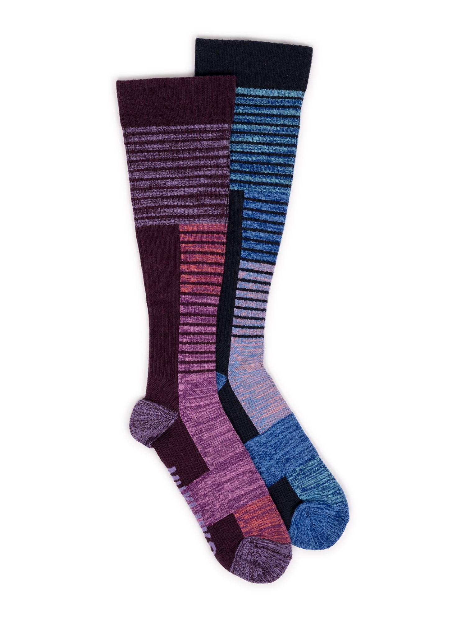 Muk Luks Women's Wide Width Cotton KneeHigh Compression Socks, 2 Pair