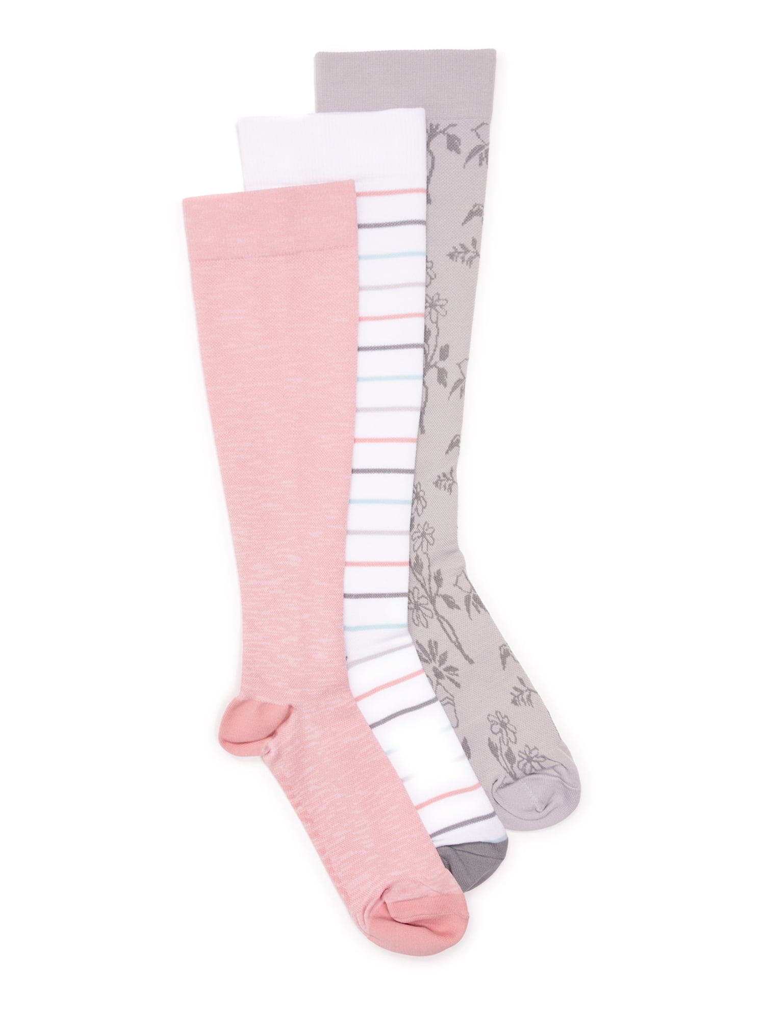 Muk Luks Women's Wide Width Nylon KneeHigh Compression Socks, 3Pack