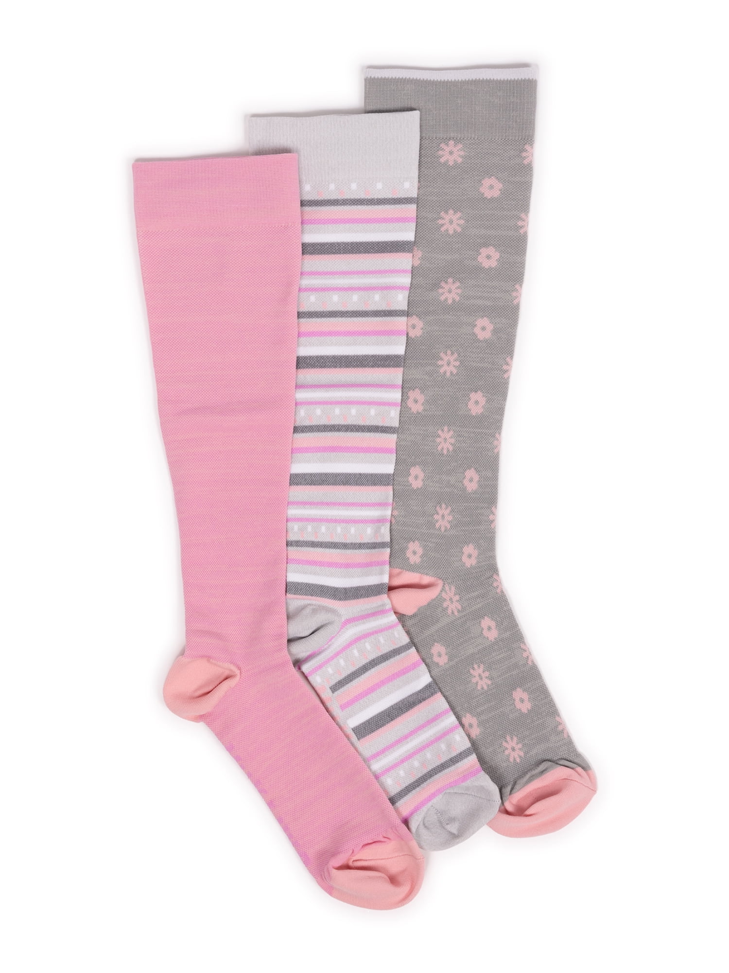 Muk Luks Women's Wide Width Nylon KneeHigh Compression Socks, 3 Pair