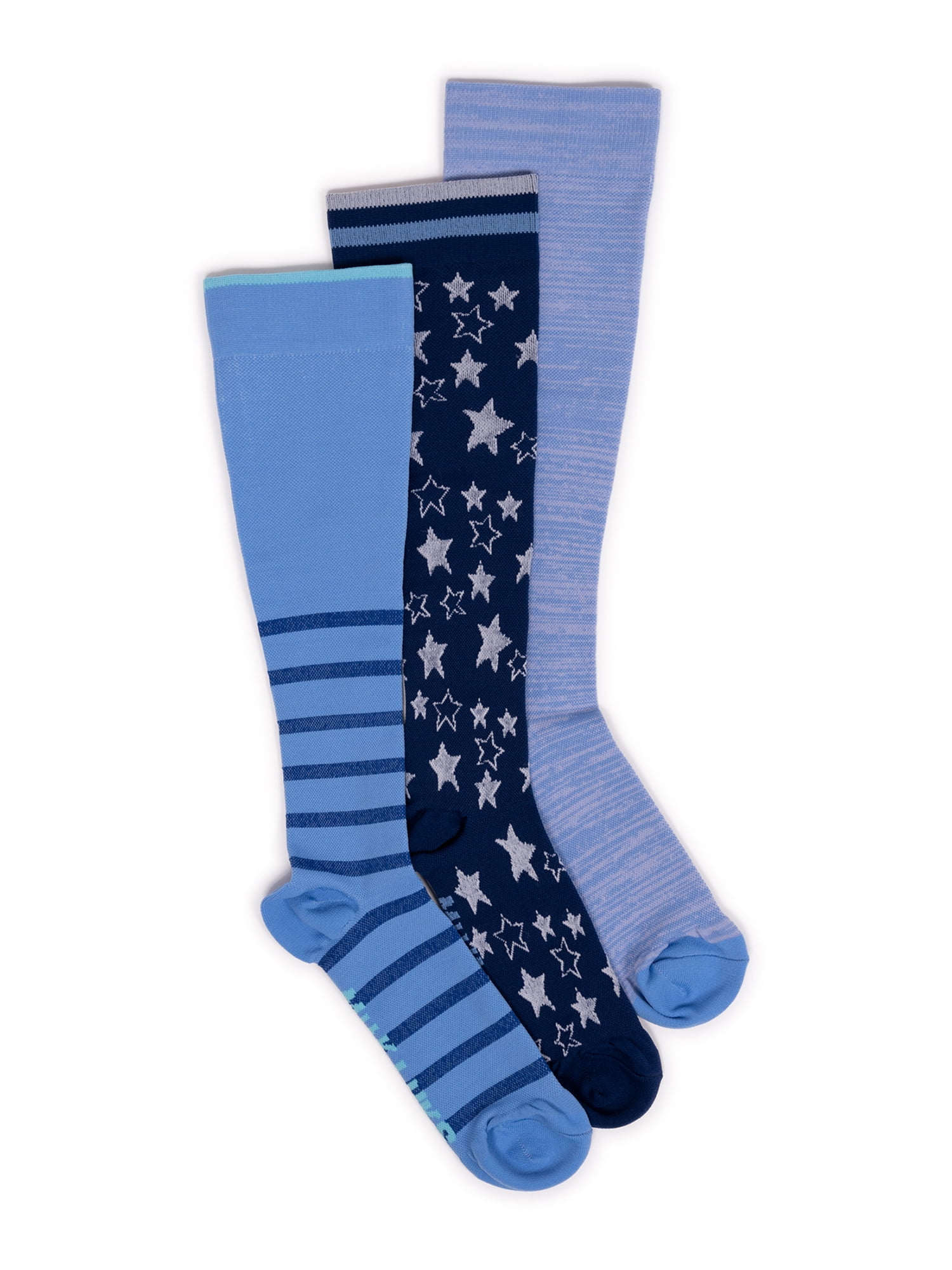 Muk Luks Women's Wide Width Nylon KneeHigh Compression Socks, 3 Pair