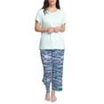 thumbnail image 1 of Muk Luks Women's and Women's Plus Cloud Knit Pajama Set with round neck tee and capri pants- 2 pc., 1 of 3