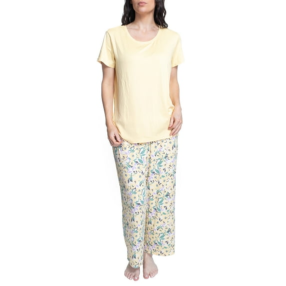 Muk Luks Women's and Women's Plus Cloud Knit Pajama Set with round neck tee and capri pants- 2 pc.