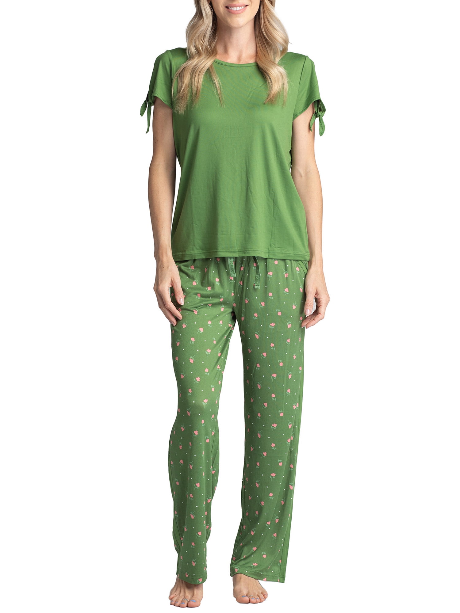 Muk Luks Women's and Women's Plus Short Sleeve Top and Pajama Pant Set