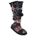 thumbnail image 1 of Muk Luks Womens Black & Red Geometric Print Plush Bootie Slippers Small 5-6, 1 of 2