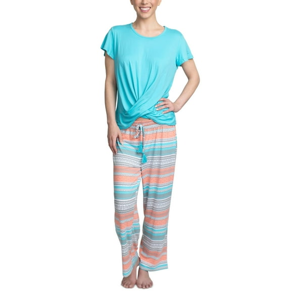 Muk Luks Womens Cloud Knit Cropped Pants Lounge Set