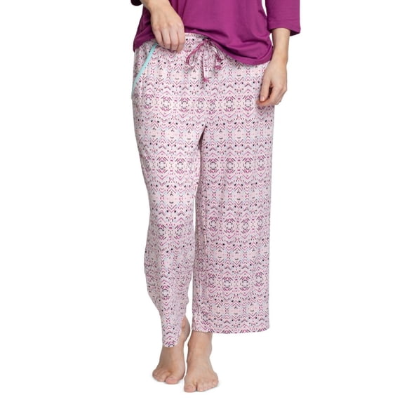 Muk Luks Womens Printed Capri Pajama Pants;Large