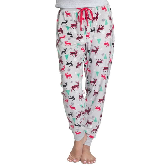 Muk Luks Womens Printed Fleece Pajama Pants,Deer,Large