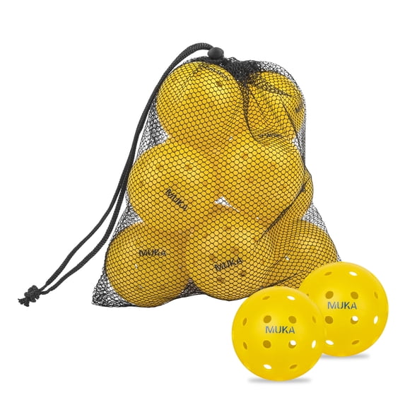 Muka 10 Pack Outdoor Pickleball Balls, Seamless 40 Holes Pickleball Balls with a Mesh Bag-Yellow