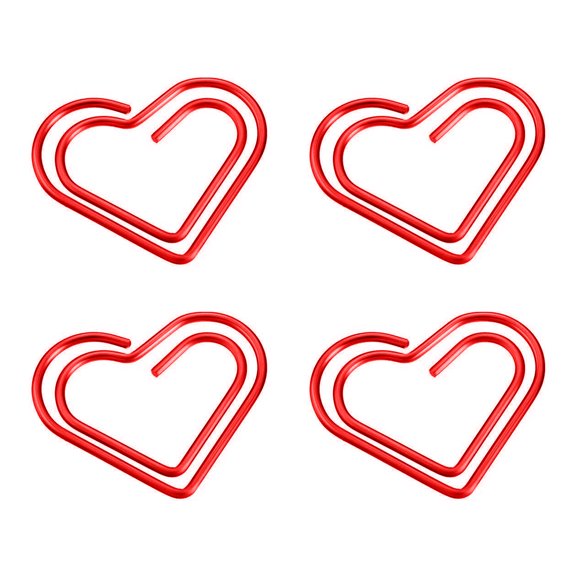 Muka 100 PCS Red Love Heart Paper Clips, Cute Paper Clips Decorative Paper Clips Vinyl Coated Paperclips for Document Organizing, 1 1/8"L x 1 1/4"W