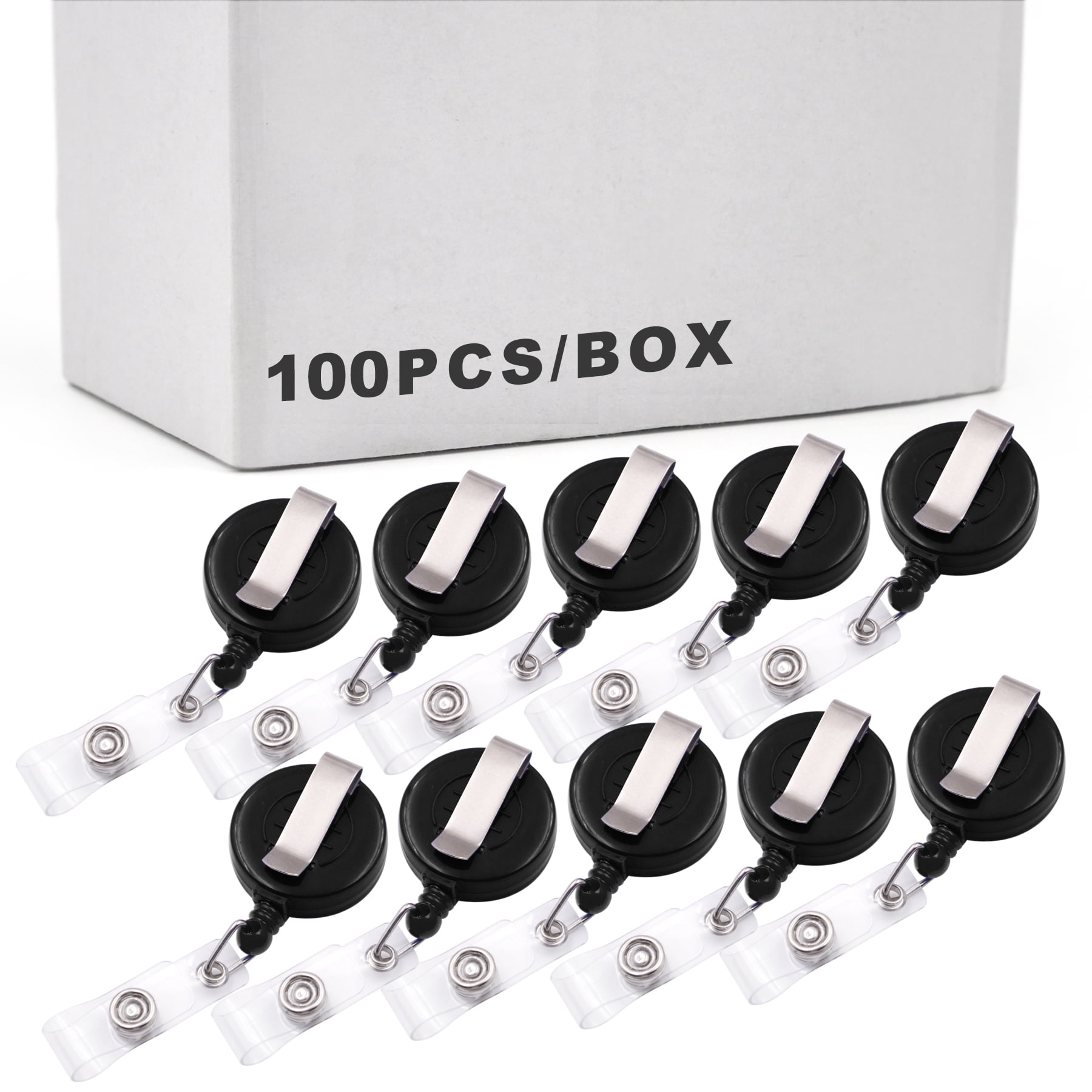 Muka 100 Pcs Black Retractable Badge Holder Retracting Card Reel WHOLESALE