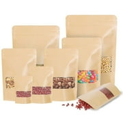 Muka 100 Pcs Heat Sealable Stand Up Pouch Bags with Tear Notch and Frosted Window, Storage for Food, Non-Food Items, 8 OZ, 6.3 x 10 x 2.4 Inches, 7 mil
