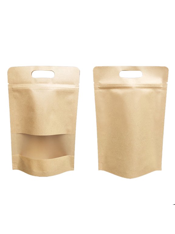 100 Pcs Heat Sealable Stand Up Pouch Bags w/ Matte Window, 6.2"W x 9.6"H x 2.4"D, 7 mil