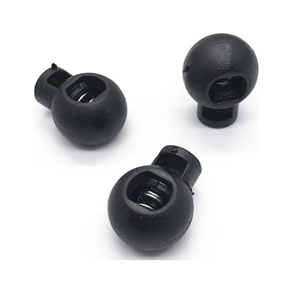 Muka 100Pcs Plastic Toggle Single Hole Spring Loaded Elastic Cord Locks, Black, 0.3-IN/8MM Hole