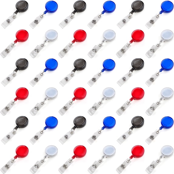 Muka 100Pcs Translucent ID Card Badge Holder Reels Bulk Badge Clip-Assorted