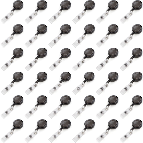 Muka 100Pcs Translucent ID Card Badge Holder Reels Bulk Badge Clip-Black