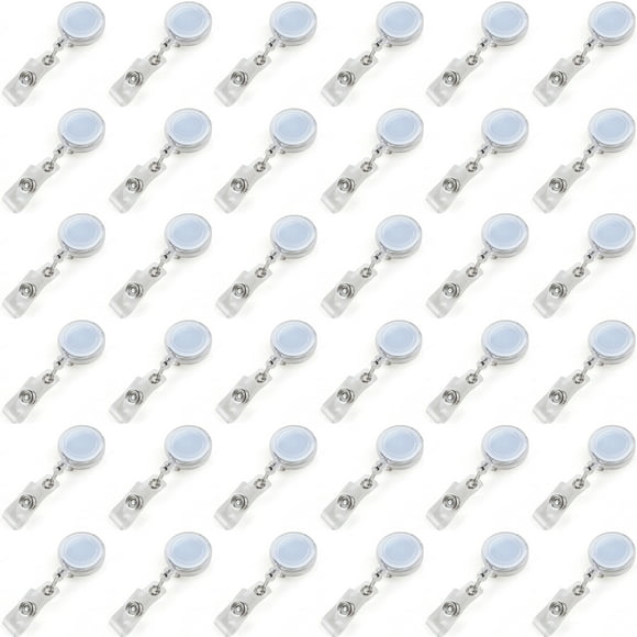 Muka 100Pcs Translucent White ID Card Clear Badge Holder Reels Bulk Badge Clip-White