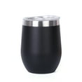 thumbnail image 1 of Muka 12 oz. Wine Tumbler, Double Wall Vacuum Insulated Powder Coated Tumbler-Black, 1 of 7